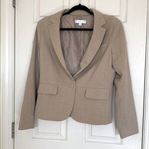 New York & Co Beige Blazer Size 12 Tan Excellent Condition